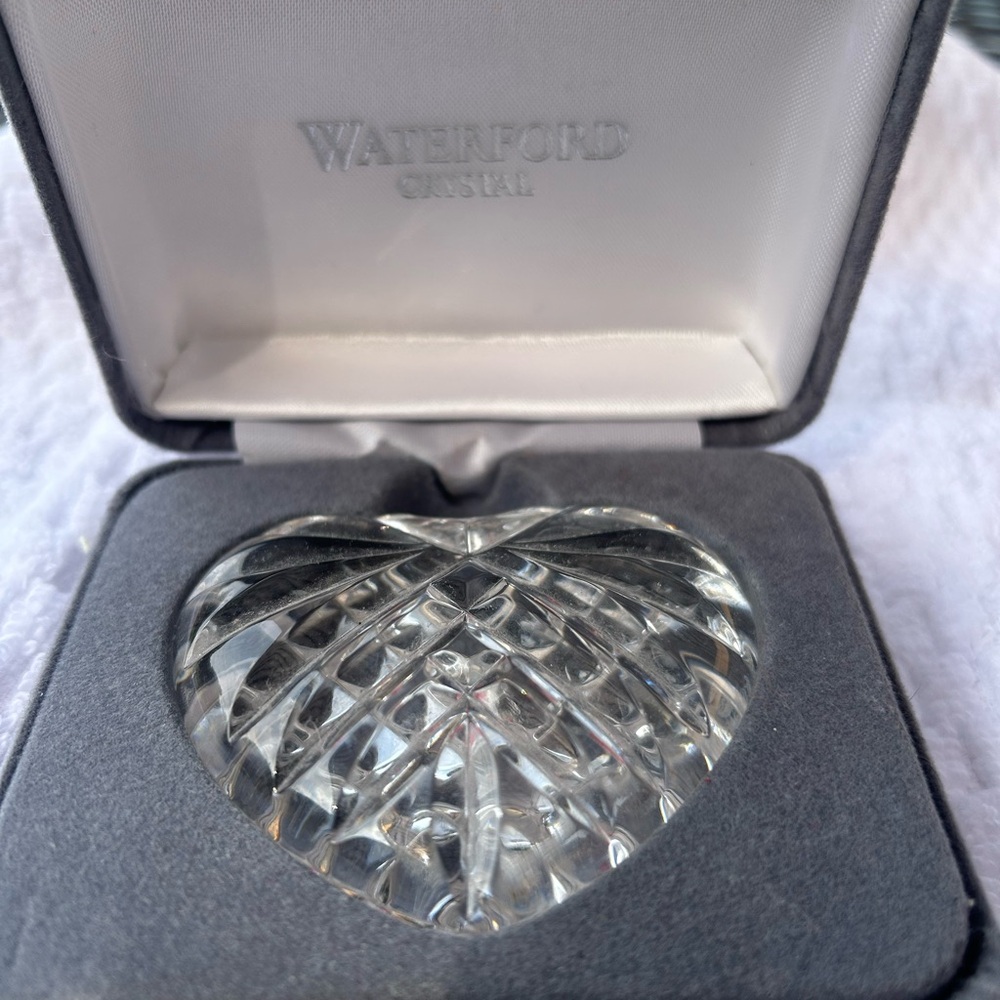 Vintage Waterford Cut Crystal Heart Heavy Paperweight